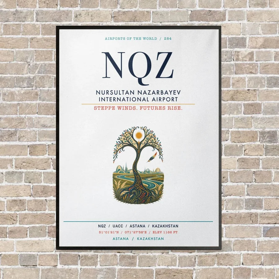 Nursultan Nazarbayev International Airport Astana NQZ vertical canvas print - framed - white background