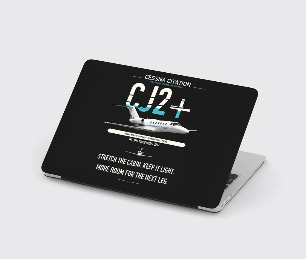 Cessna Citation CJ2+ design on black MacBook case