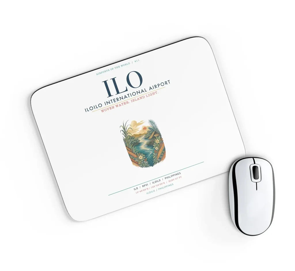 Iloilo International Airport (ILO) design on white rectangle mouse pad
