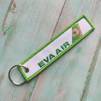 Thumbnail for EVA Air Airlines aviation Remove Before Flight key chain, aviation-tag style webbing.