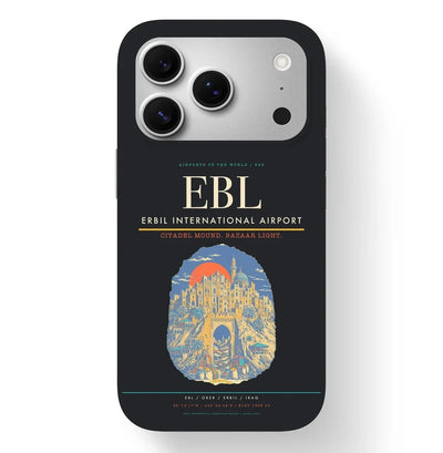 Erbil Airport (EBL) design on black iPhone 17 Pro MagSafe case