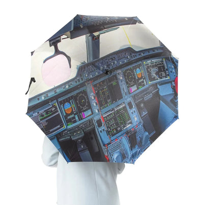 Airbus A350 Cockpit aviation design on windproof polyester umbrella.