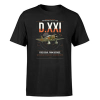 Thumbnail for Fokker D.XXI — Dutch LVA aircraft 221 design on black t-shirt, single-side print