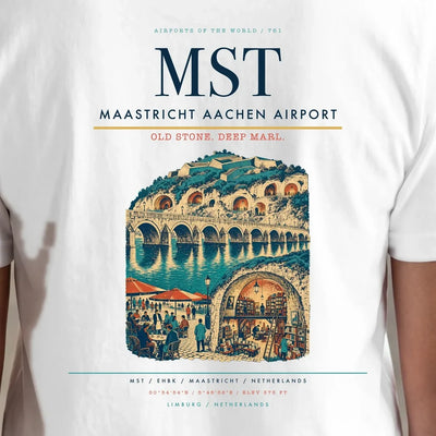 Maastricht Aachen Airport (MST) double-side t-shirt design close-up cover