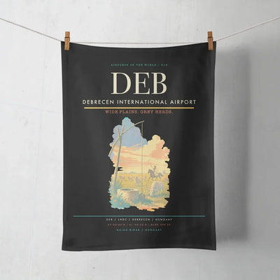 Debrecen International Airport (DEB) design on black towel