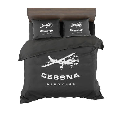 Cessna Aeroclub aviation design on soft cotton blend bedding set.
