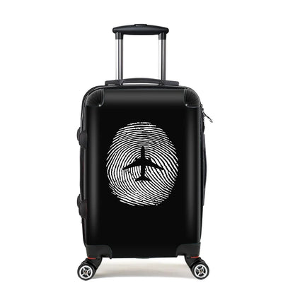 Aviation Finger Print Cabin Size aviation print luggage, durable shell.