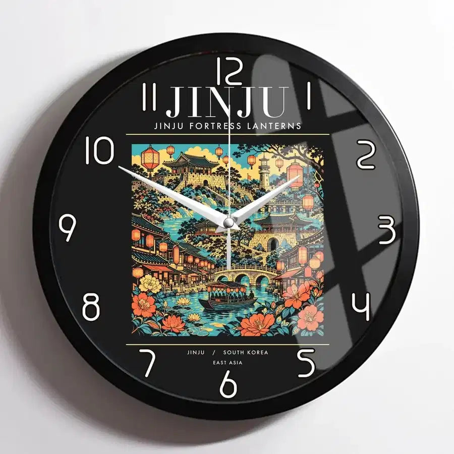 JINJU - Poster - Wall Clock Framed - Black