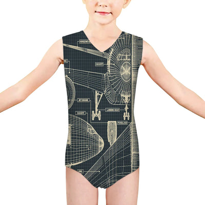 Airplanes Fuselage & Details aviation print on kids quick-dry fabric swimsuit.