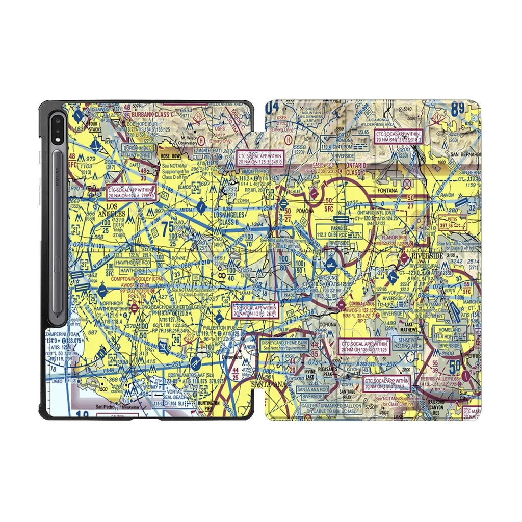 VFR Chart aviation design on tablet case for Samsung tablet.