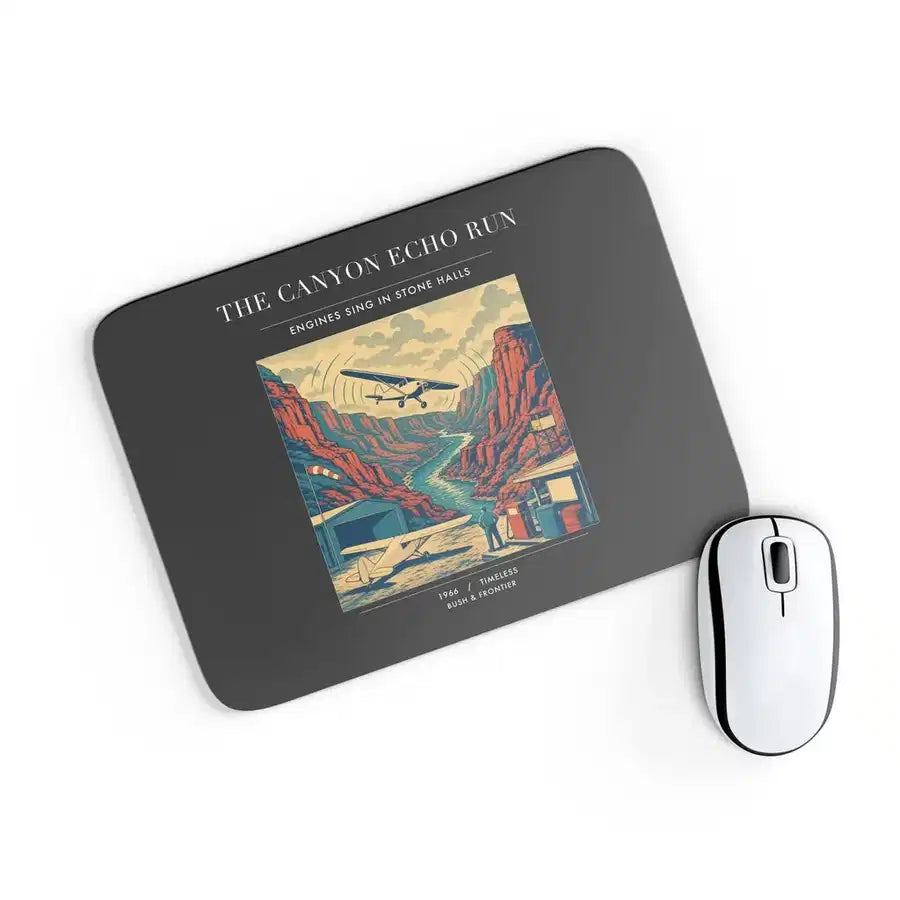 VINTAGE G4338 - The Canyon Echo Run - Designed Mouse Pads design on black rectangle