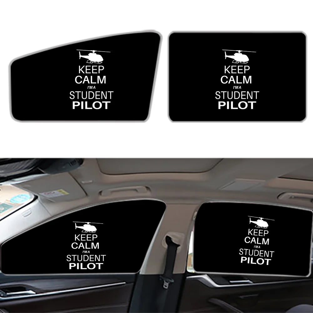 Student Pilot (Helicopter) Car Sun Shade (Side window) aviation design on reflective polyester car side window sun shade.
