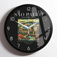 Thumbnail for SAO PAULO - Poster - Wall Clock Framed - Black