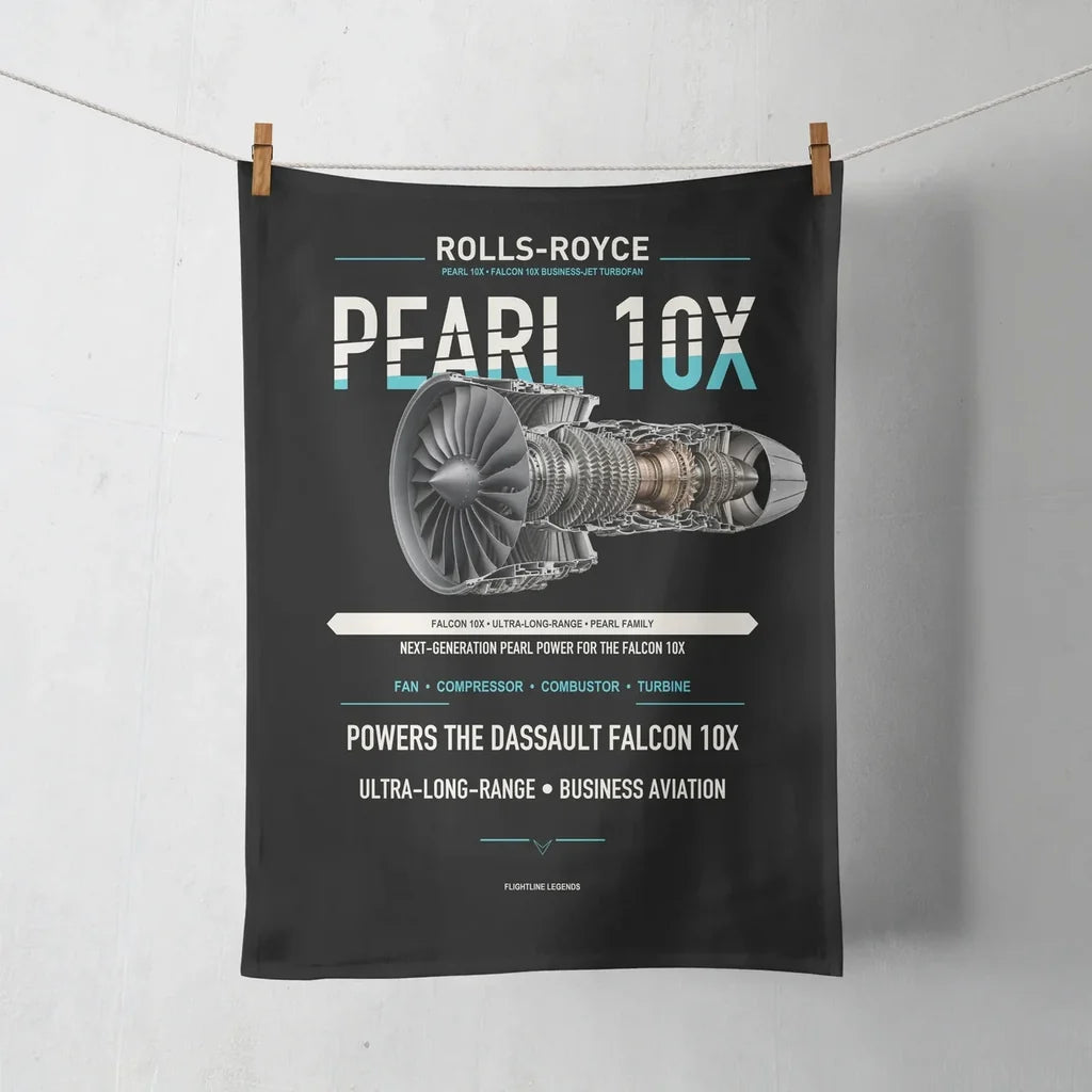 PEARL 10X design on black towel