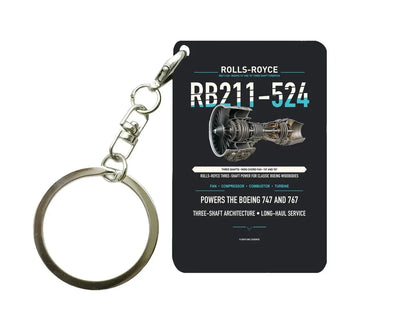 RB211-524 Key Chain design on black key chain