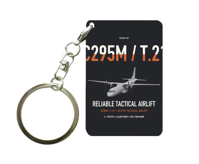 Airbus C295M T.21 design on black designed key chain, double-side print