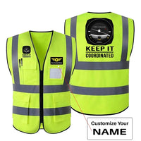 Thumbnail for Keep It Coordinated aviation design printed on high-visibility reflective fabric reflective vest.