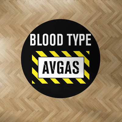 Blood Type AVGAS Carpet & Floor Mats (Round) aviation design on durable carpet pile with non-slip backing round carpet floor.