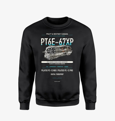 PT6E-67XP design on black sweatshirt