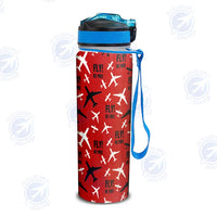 Thumbnail for Fly Be Free Red Sports aviation design on sport kettle, insulated bottle with sport spout.