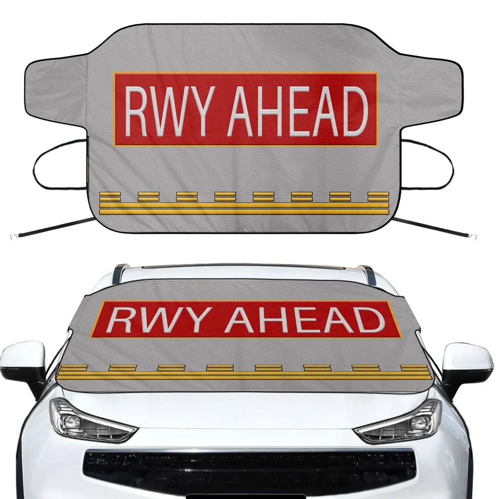 Runway Ahead Car aviation design on car windshield cover.
