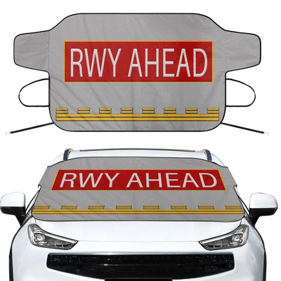 Runway Ahead Car aviation design on car windshield cover.