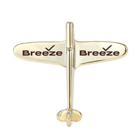Thumbnail for Breeze Airways Airplane Shape aviation airplane-shape brooch, polished alloy body with engraved detail.