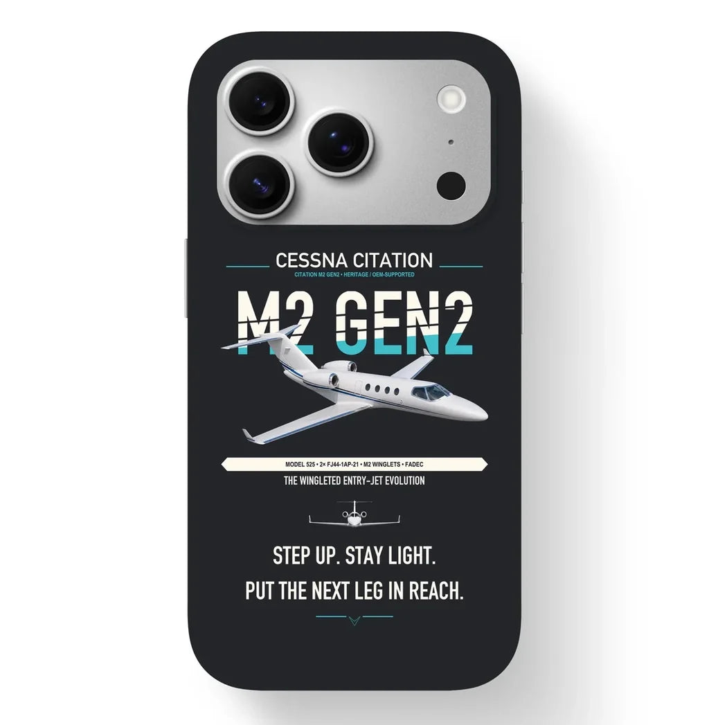 Cessna Citation M2 Gen2 design on black magsafe iphone case, for iPhone 17 Pro