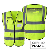Thumbnail for Airbus A350XWB & Dots aviation design printed on high-visibility reflective fabric reflective vest.
