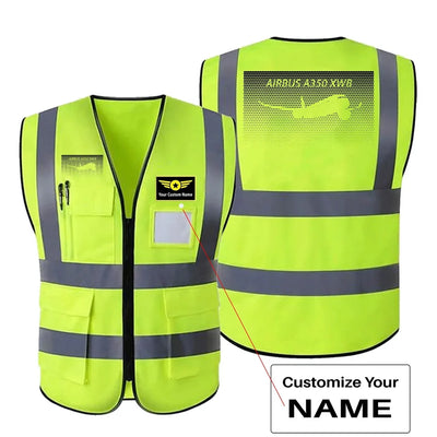 Airbus A350XWB & Dots aviation design printed on high-visibility reflective fabric reflective vest.