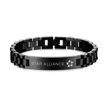 Star Alliance Airlines aviation chain bracelet, stainless steel body with engraved detail.
