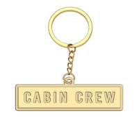 Thumbnail for Cabin Crew Text aviation hollow key chain in polished alloy.