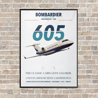 Thumbnail for Bombardier Challenger 605 vertical canvas print - framed - white background