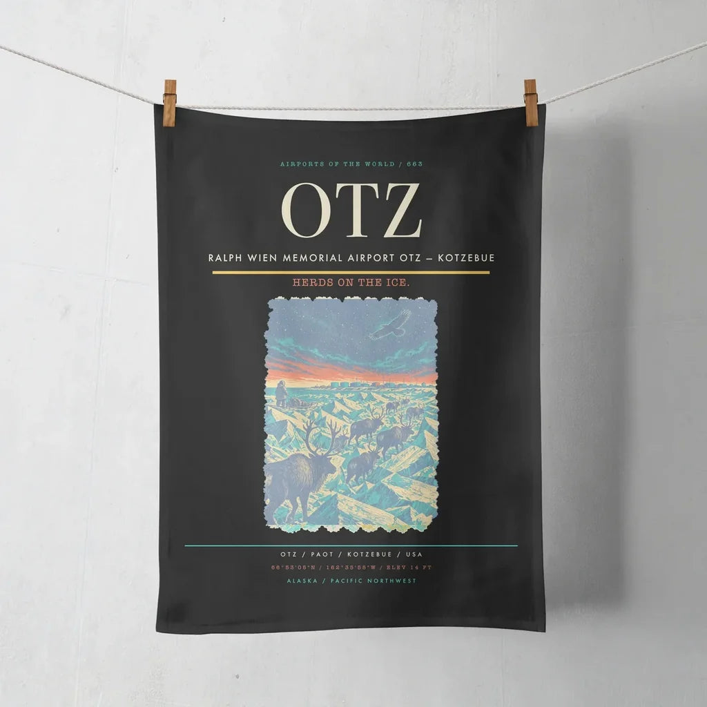 Ralph Wien Memorial Airport (OTZ) design on black towel