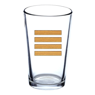 Golden Pilot Epaulettes (4 Lines) Beer & aviation design on beer water glass, versatile drinkware.