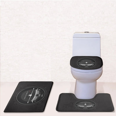 Airplane Instruments-Turn Coordinator Toilet Seat Cover Three-piece aviation print on soft fabric toilet seat cover set.