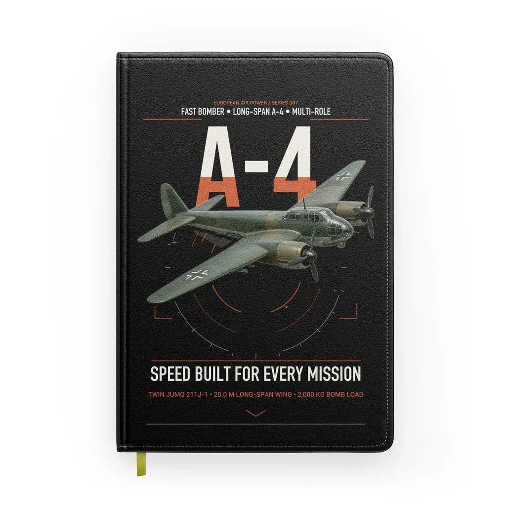 Junkers Ju 88A-4 design on black notebook