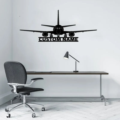 Boeing 737 Silhouette aviation design on durable metal with painted finish metal wall sign.