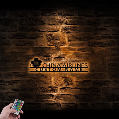 China Airlines aviation design on durable metal with LED metal wall art.