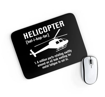 Helicopter [Noun] aviation design on neoprene with anti-slip base mouse pad.