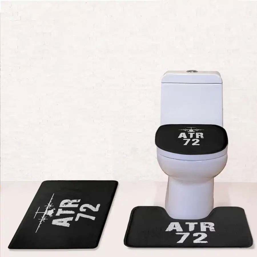ATR-72 & Plane Toilet Seat Cover Three-piece aviation print on soft fabric toilet seat cover set.