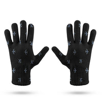 Thumbnail for Nice Airplanes (Black) aviation design on soft knit fabric gloves.