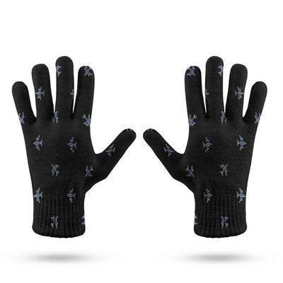 Nice Airplanes (Black) aviation design on soft knit fabric gloves.