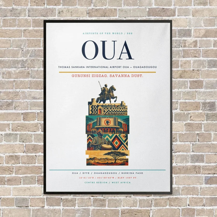 Thomas Sankara International Airport OUA — Ouagadougou vertical canvas print - framed - white background