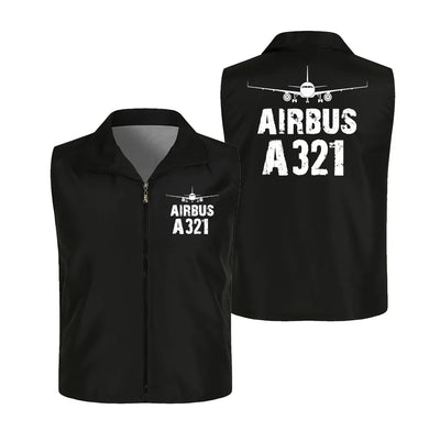 Airbus A321 & Plane Thin Style aviation design printed on lightweight shell with sleeveless design thin vest.