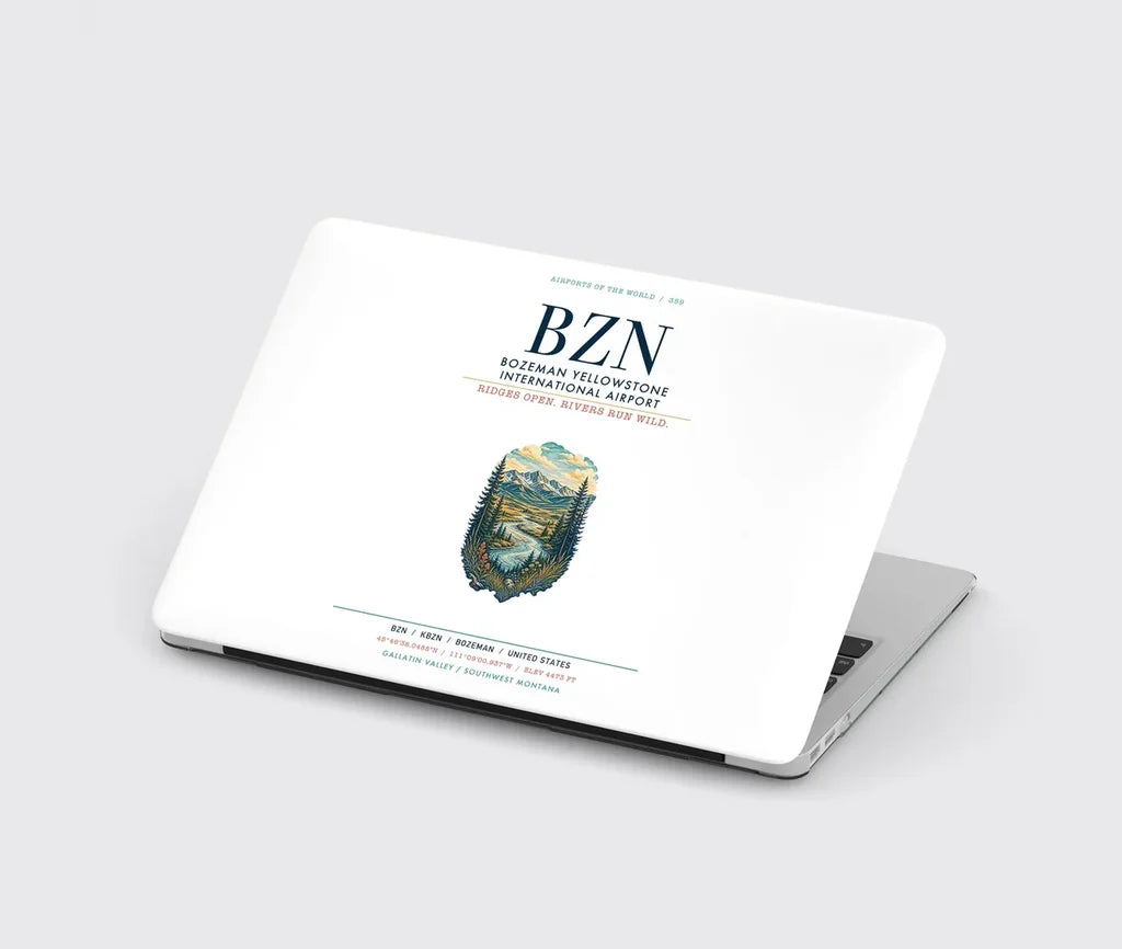 Bozeman Yellowstone International Airport (BZN) design on white MacBook case