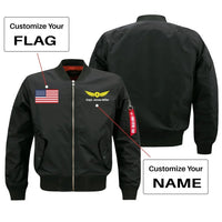 Thumbnail for Custom Flag & Name with Badge 2 aviation design printed on comfortable shell with classic fit designed jacket.