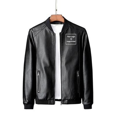 Custom ONE LOGO PU aviation design printed on genuine leather with quilted lining leather jacket.