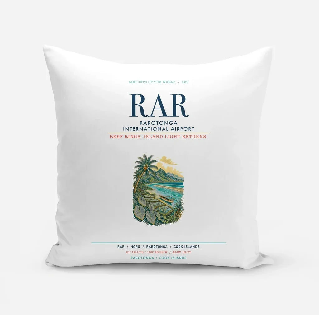 Rarotonga International Airport (RAR) design on white pillow