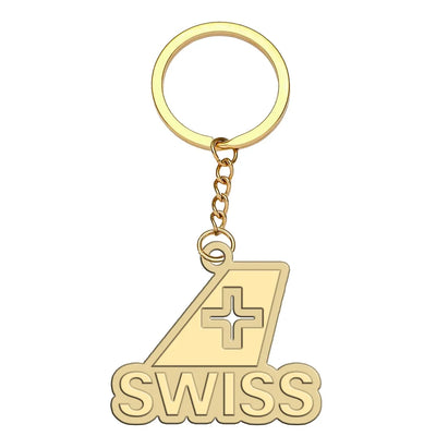 Swiss International Airlines aviation hollow key chain in polished alloy.